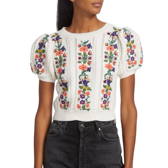 Alice + Olivia Sweaters - Alice + Olivia Daren Wool Knit Crop Sweater